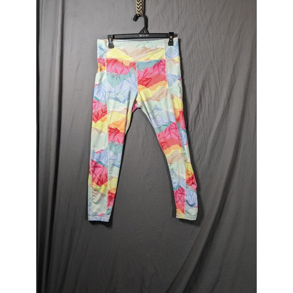 PRO PLAYER Womens Athletic Leggings Size‎ M Multi Color Abstract High Waist